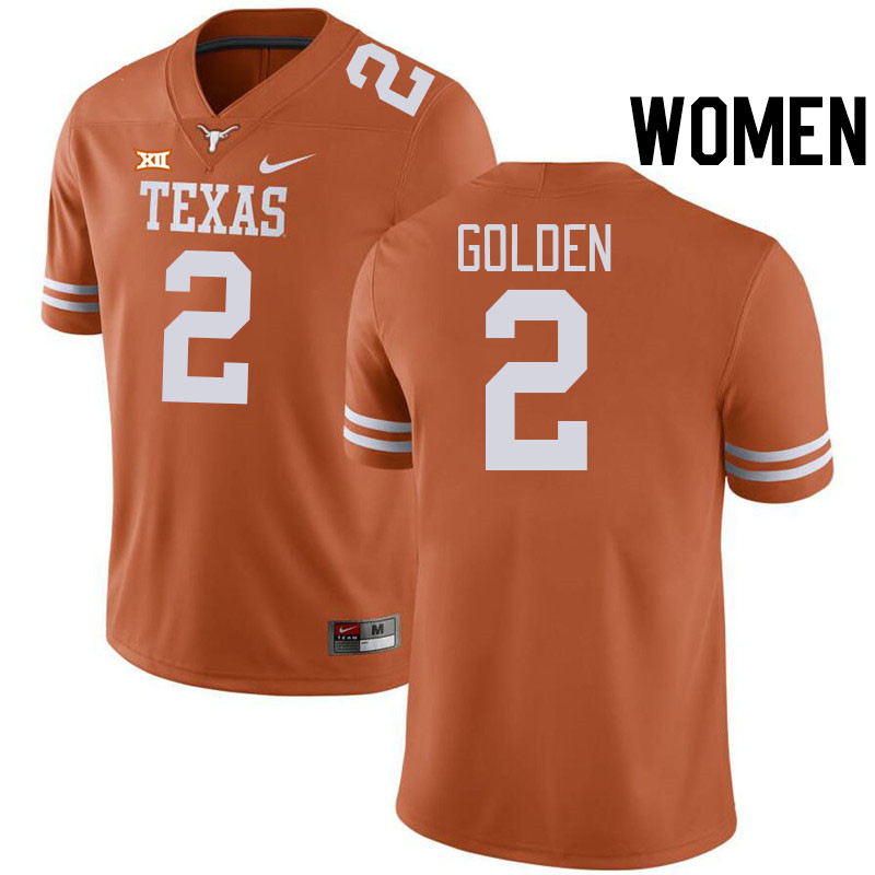 Women #2 Matthew Golden Texas Longhorns College Football Jerseys Stitched-Orange